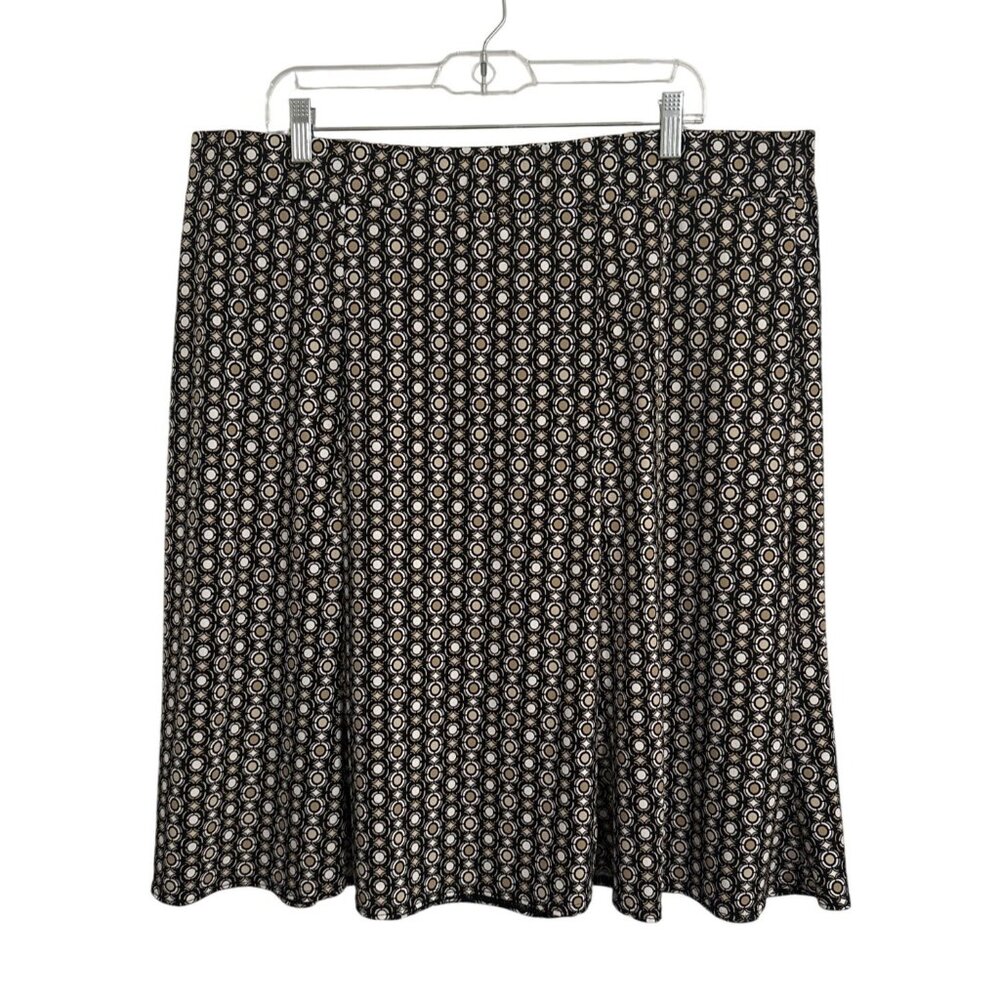 Sag Harbor Women's Size 2X Dress Work Career Skirt Brown Black Stretch Jersey